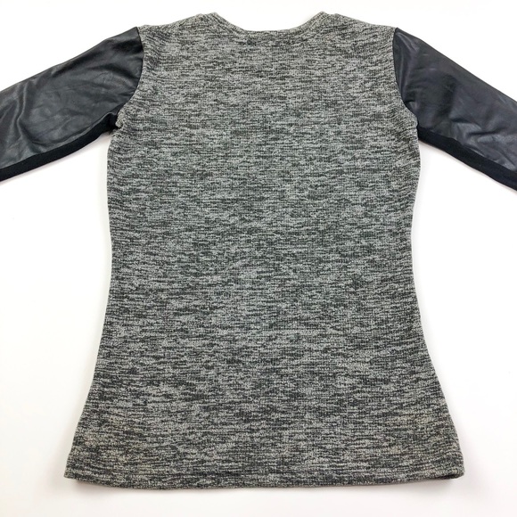 ASOS Faux Leather Sleeve Heather Gray Top A203 - Picture 8 of 8